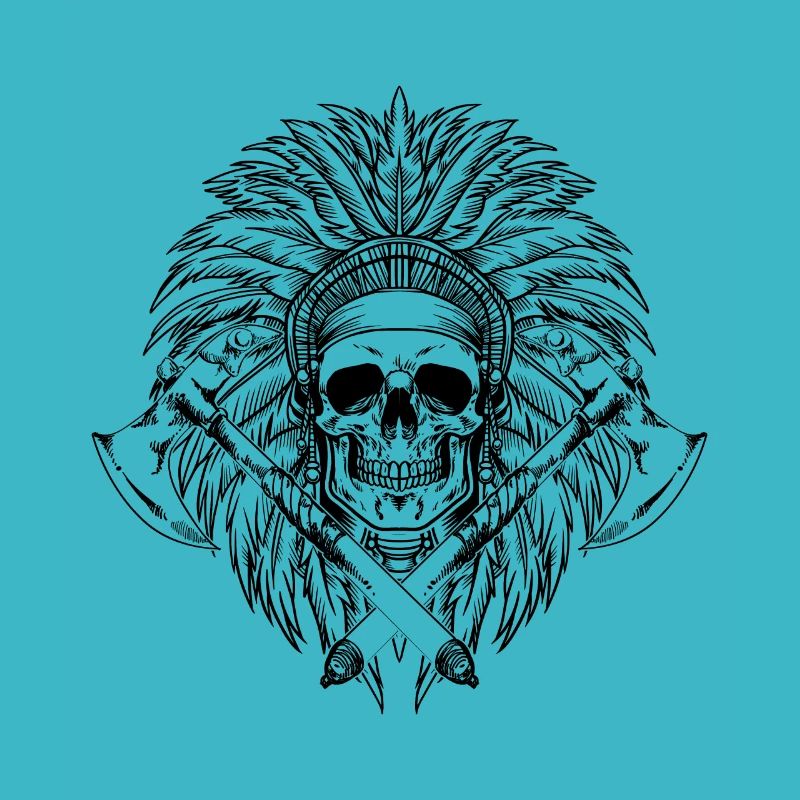 Native American Skull Axe Indigène