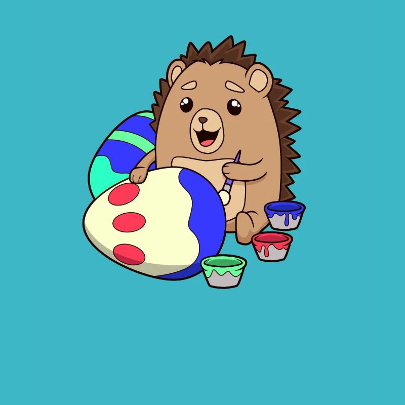 Easter - Sweet hedgehog paints Easter eggs