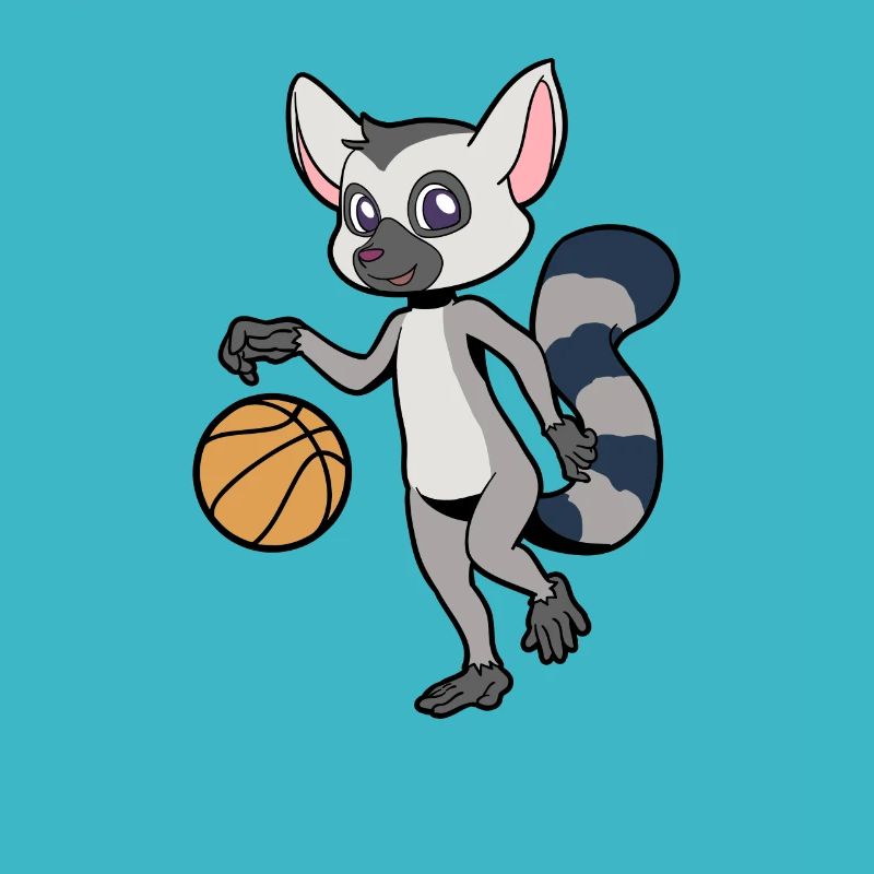 Comic Lemur joue au basket-ball