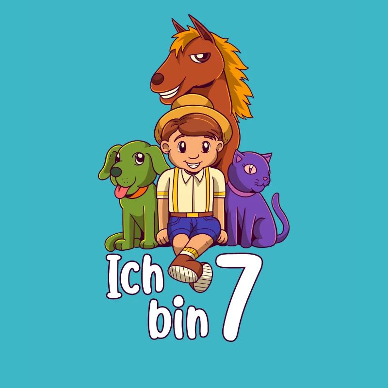 Geburtstagsshirt Bauernhof - 7 Geburtstag Junge