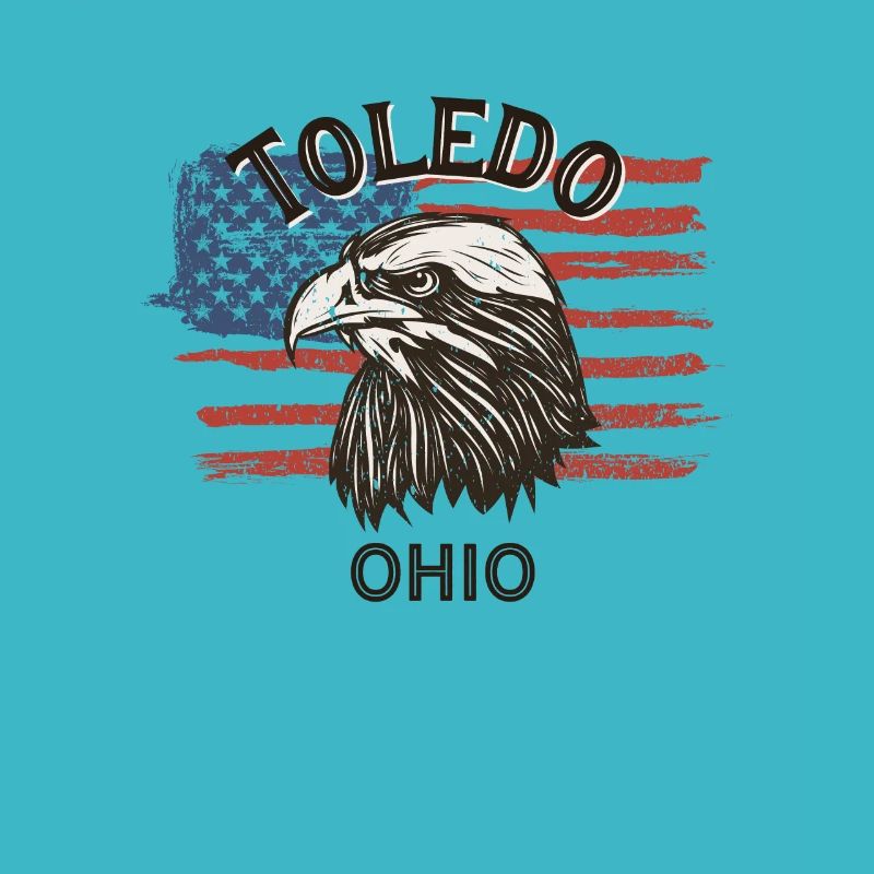 USA Flag Eagle Ohio Vintage Toledo