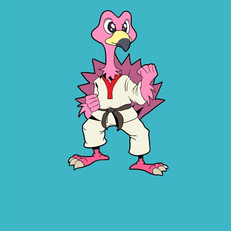 Comic Flamingo does karate