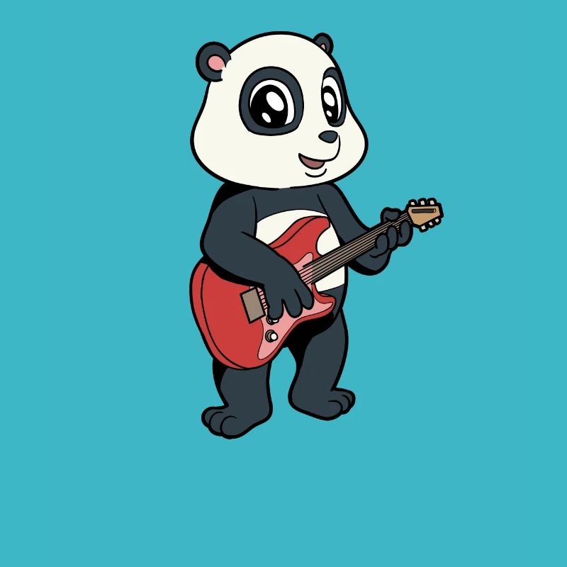 Comic Pandabär joue de la guitare électrique