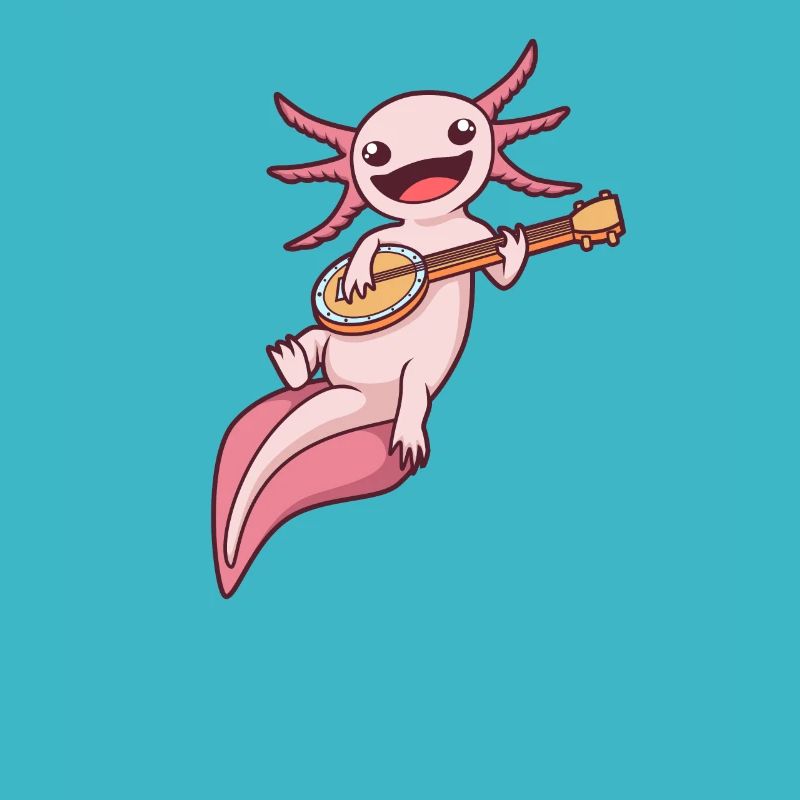 Comic Axolotl spielt Banjo