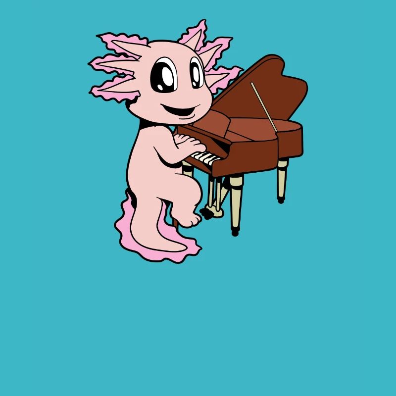 Comic Axolotl joue du piano