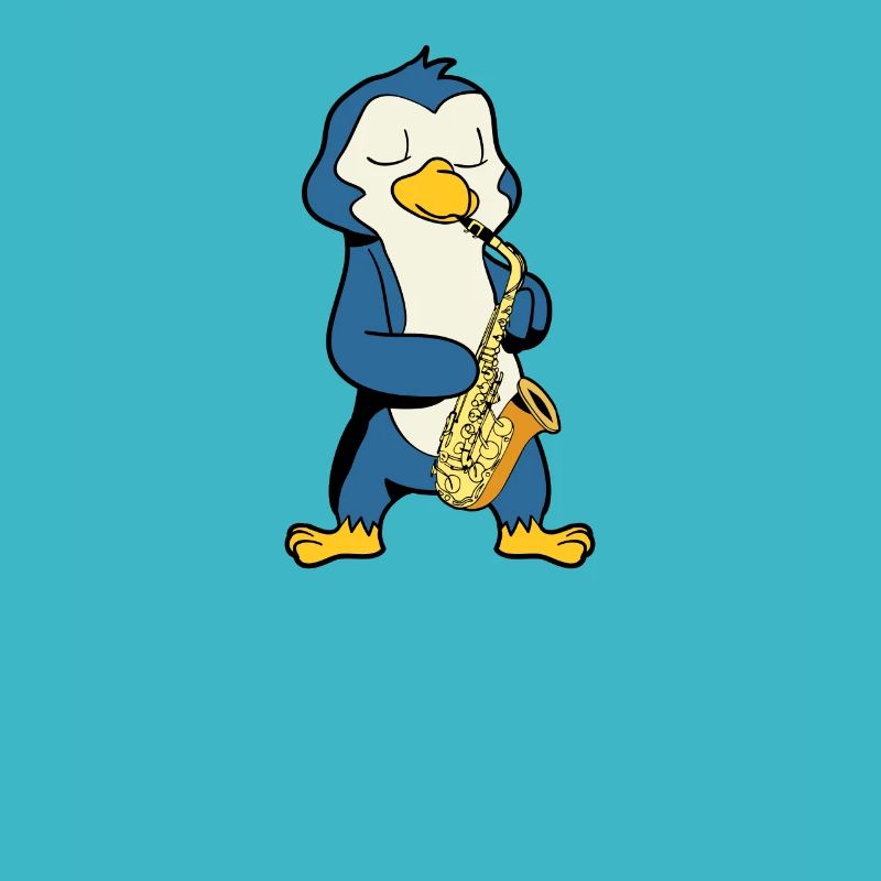 Comic Penguin joue du saxophone
