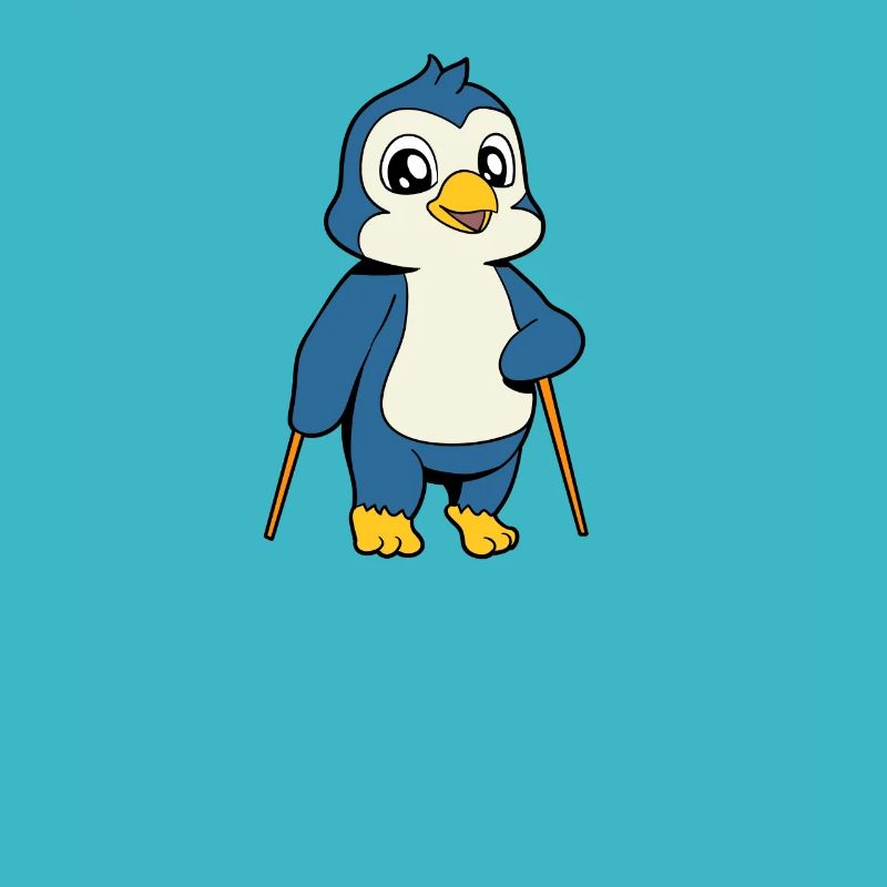 Nordic Walking Comic Penguin