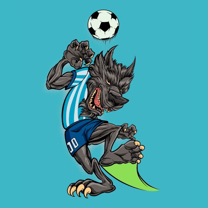 Comic Wolf spielt Fußball