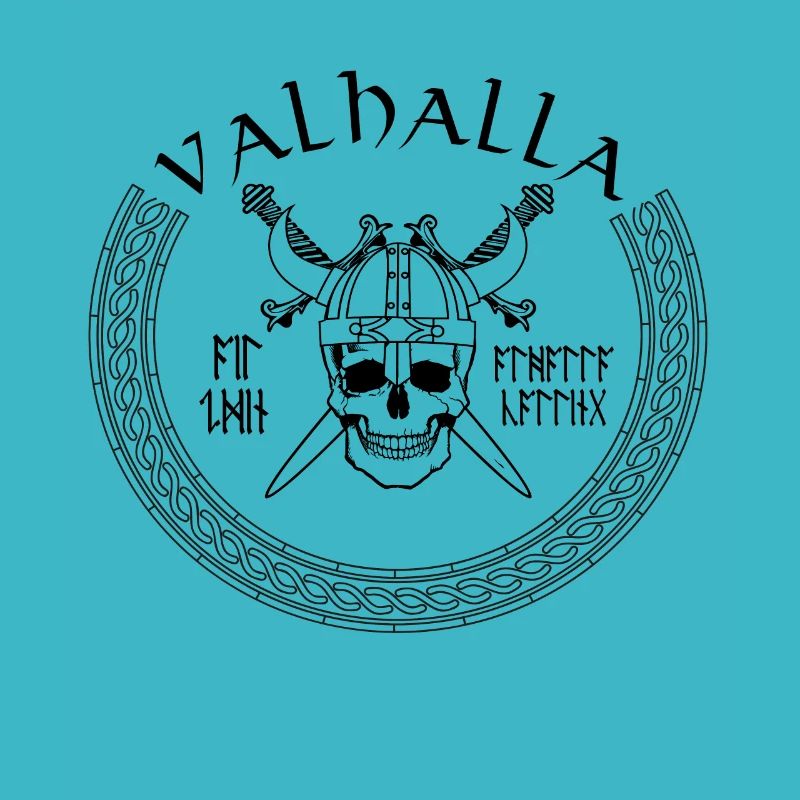 Wikinger Totenkopf mit Axt Wikingerhelm Valhalla