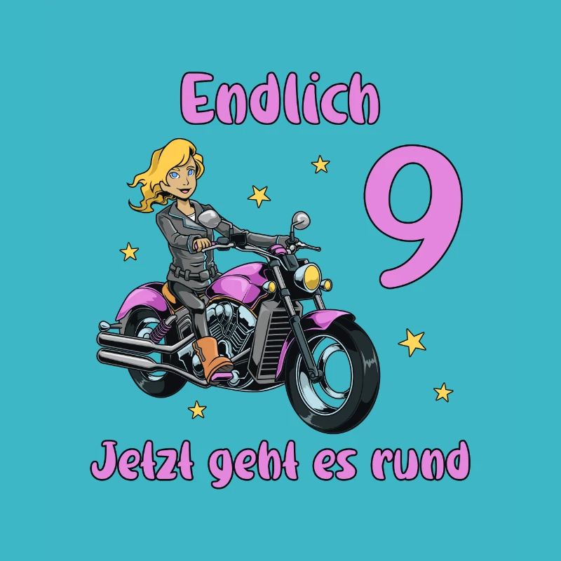 Geburtstagsshirt Motorrad - 9 Geburtstag Mädchen