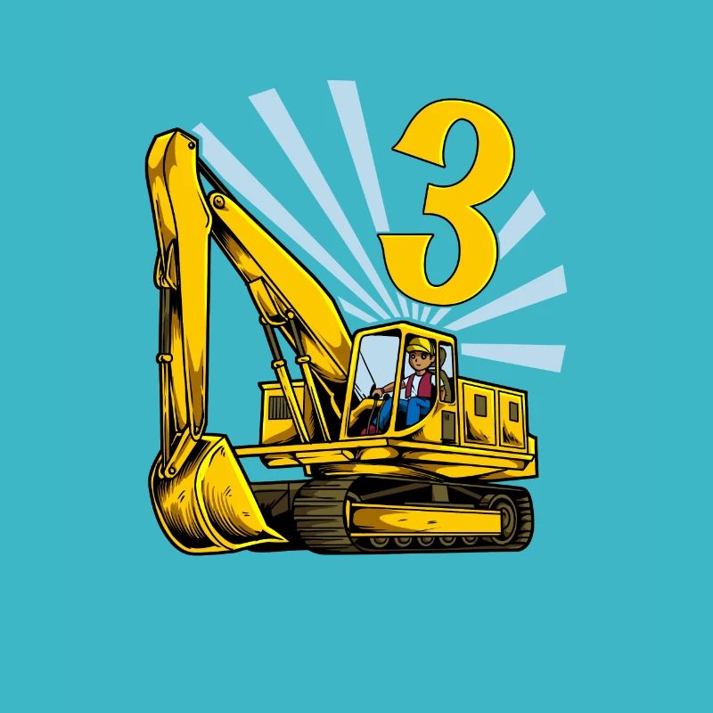 I am 3 - excavator birthday 3 years