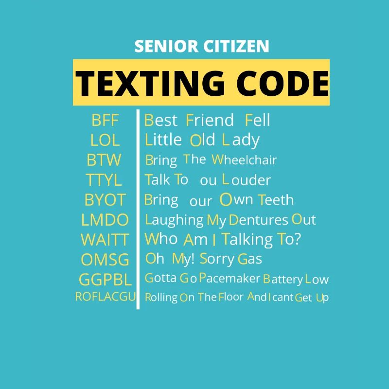 Funny Senior Citizen's Texting Code Design Grandpa