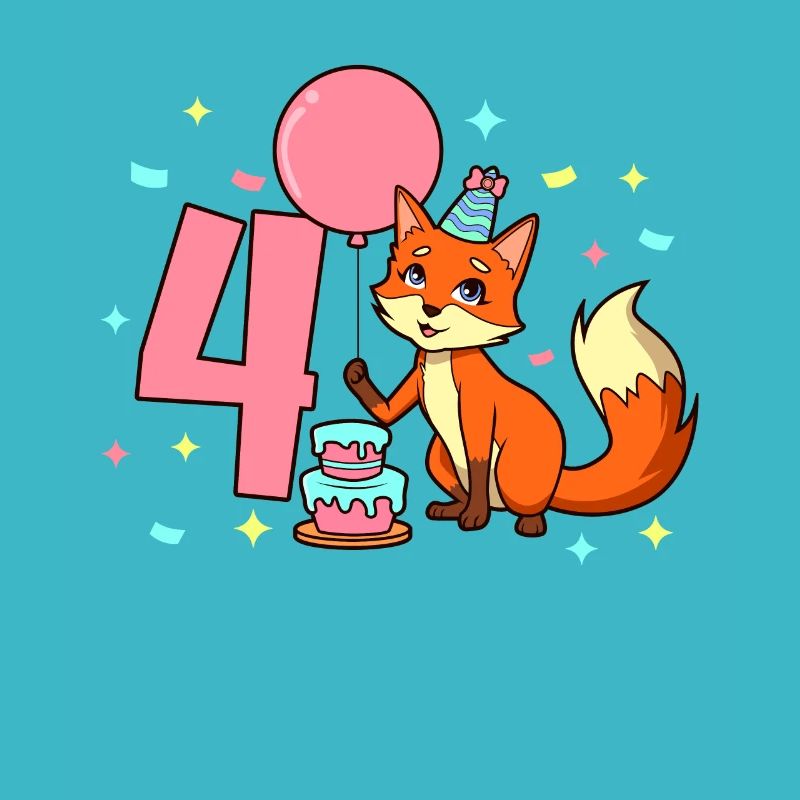 Mit Fuchs - Mädchen Geburtstag 4 Jahre