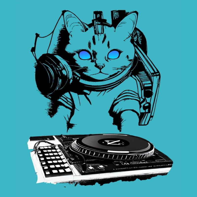Cat DJ avec table de mixage