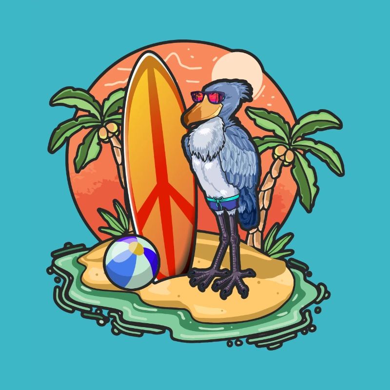 Drôle de Shoebill Surf Lovers Cool Planche de surf Surf
