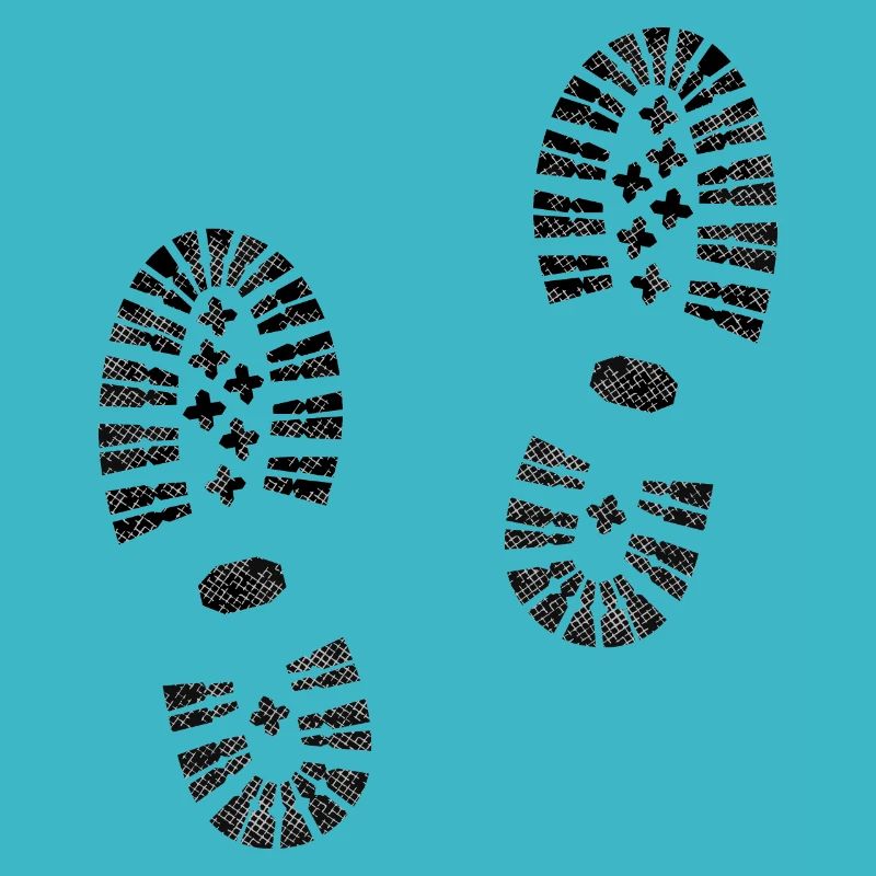 Boot prints, hiking boots, mountain hiking