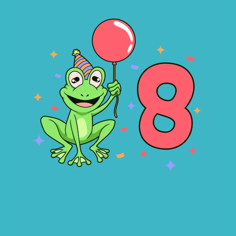 With frog - children's birthday 8 years