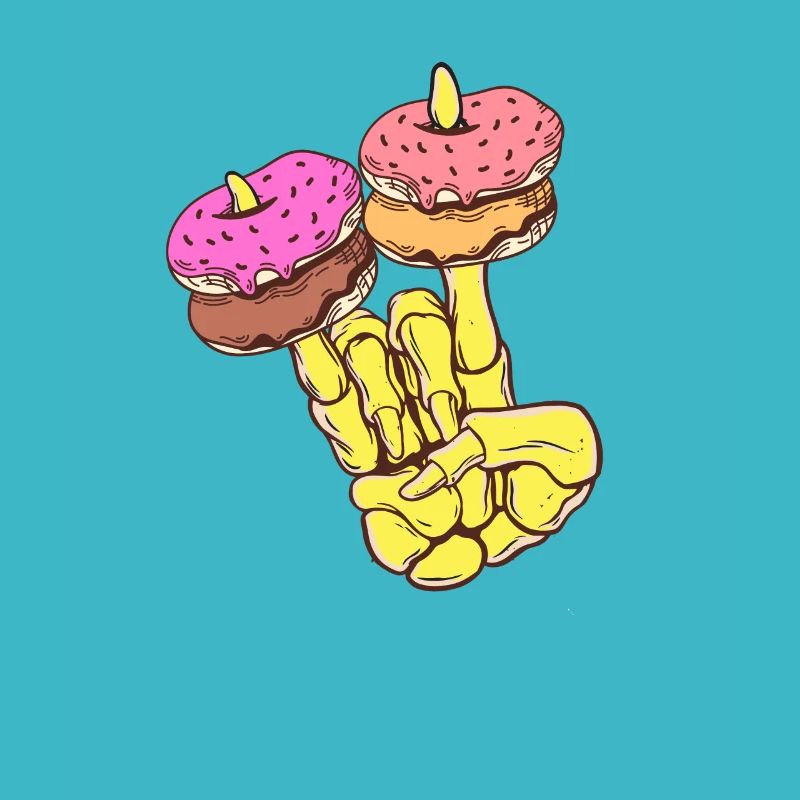 Skeletal hand with Donat