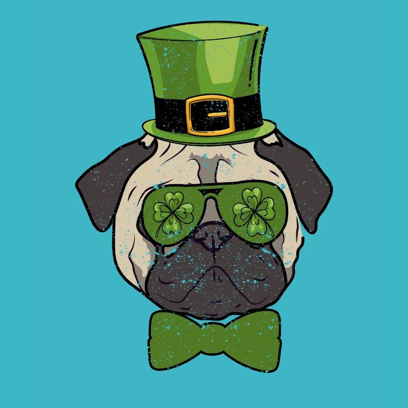 Leprechaun Hut Mops Kleeblatt Brille St. Patricks