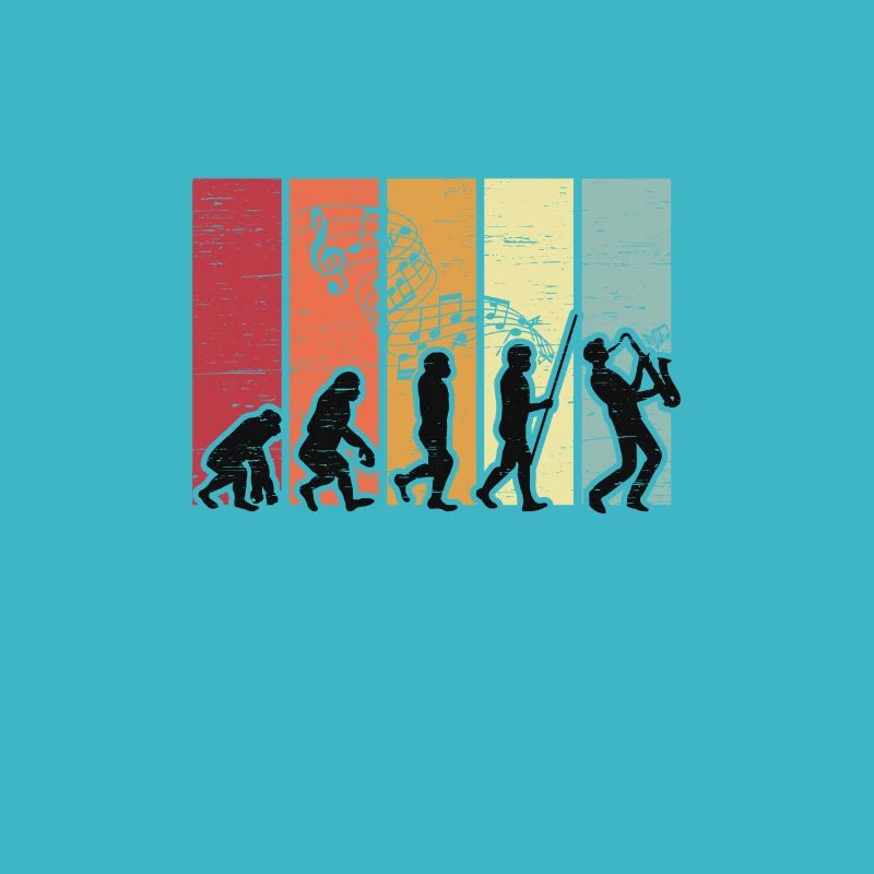 Human Evolution Saxophone Musicien de Jazz