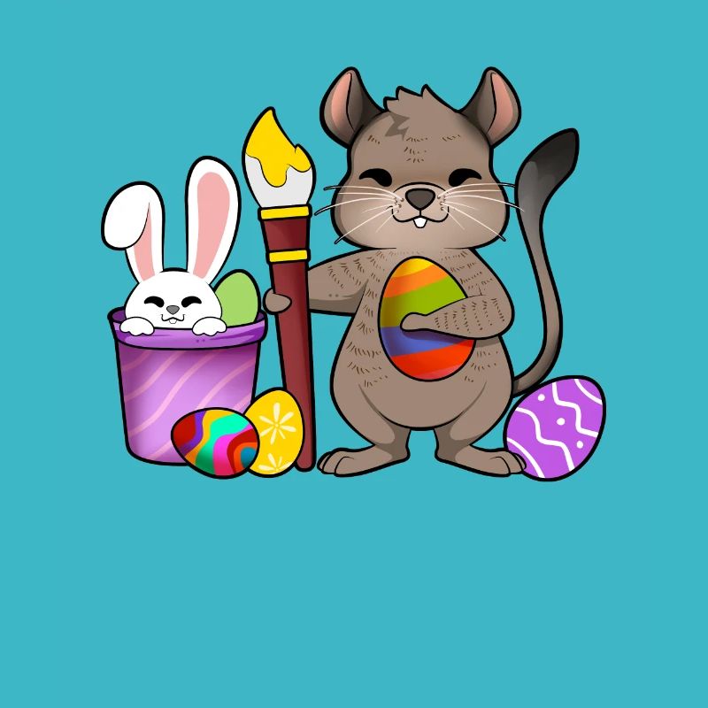 Sweet Degu paints Easter eggs