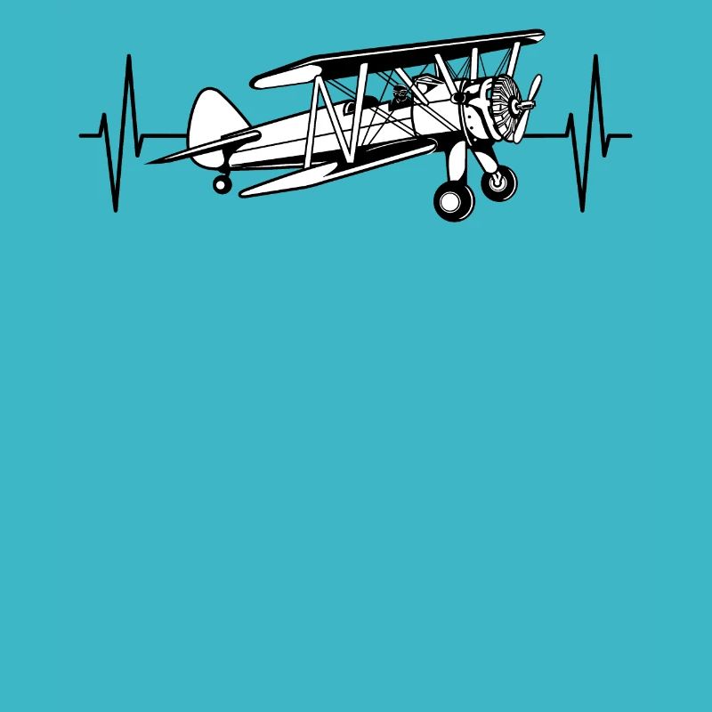 Doppeldecker Flugzeug EKG Linie Pilot Geschenk