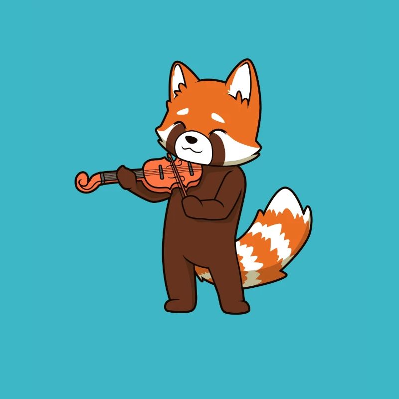 Un panda rouge comique joue du violon