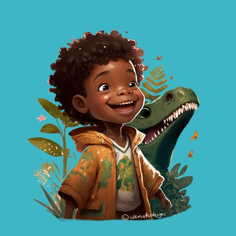 Petit enfant avec dino/reptile