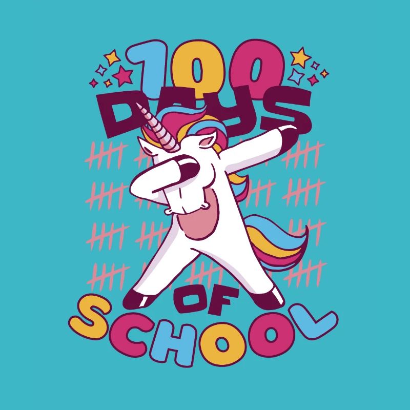100e jour d’école Unicorn Teachers Headmaster Students