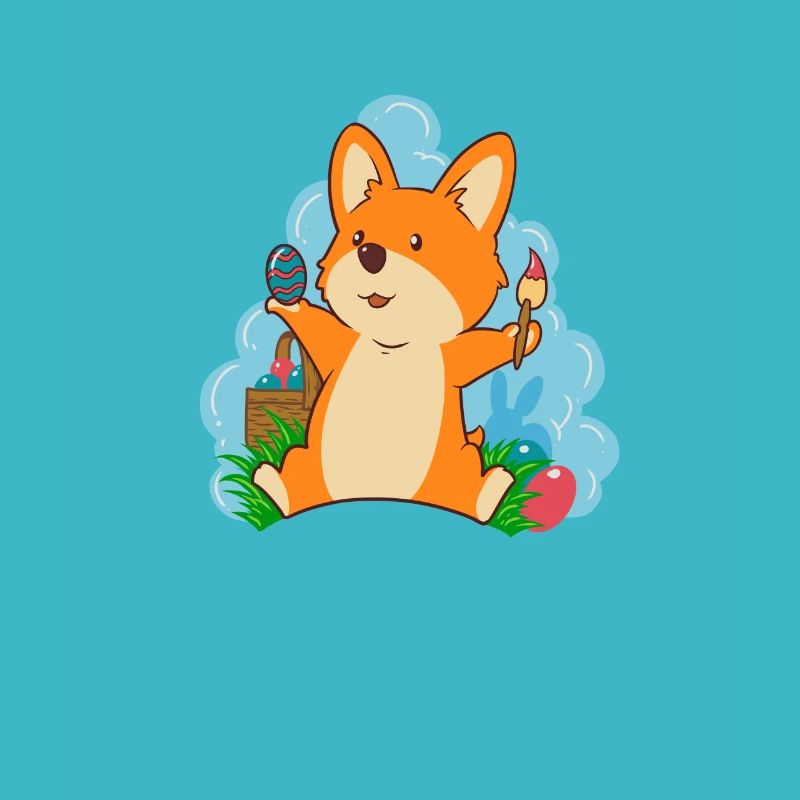 Corgi peint des œufs de Pâques à Pâques - Corgi Easter