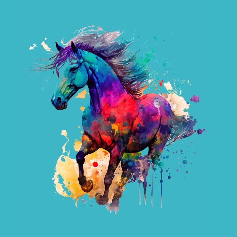 Idée passion chevaux cavalière aquarelle splash