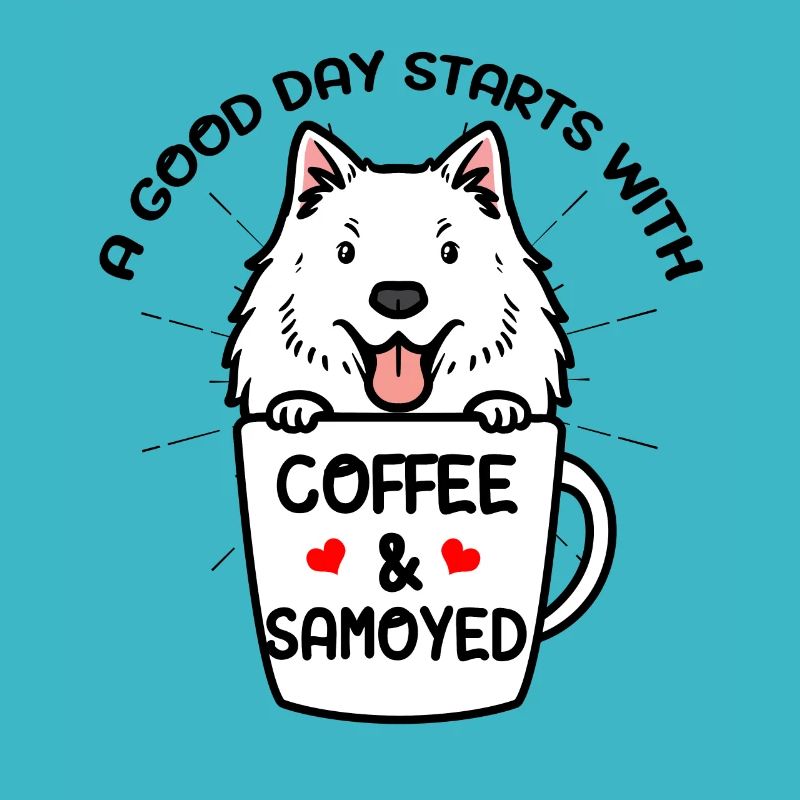 Café et chien Samoyède Samoyedenspitz