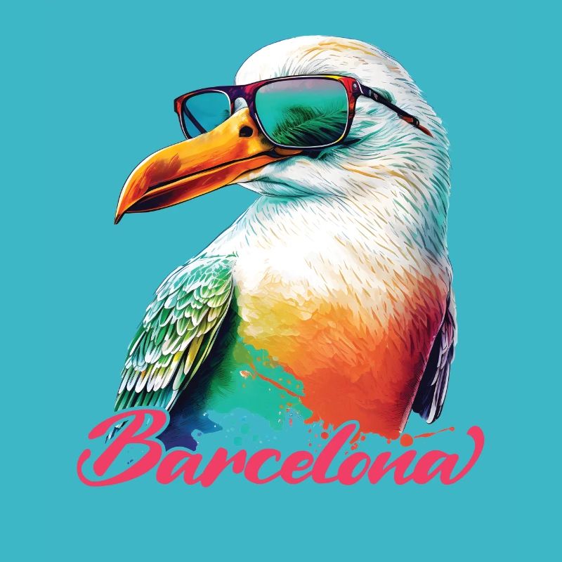 Barcelona Spanien Urlaub Möwe mit Sonnenbrille