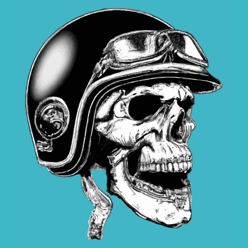 Biker Schädel mit Helm und Brille