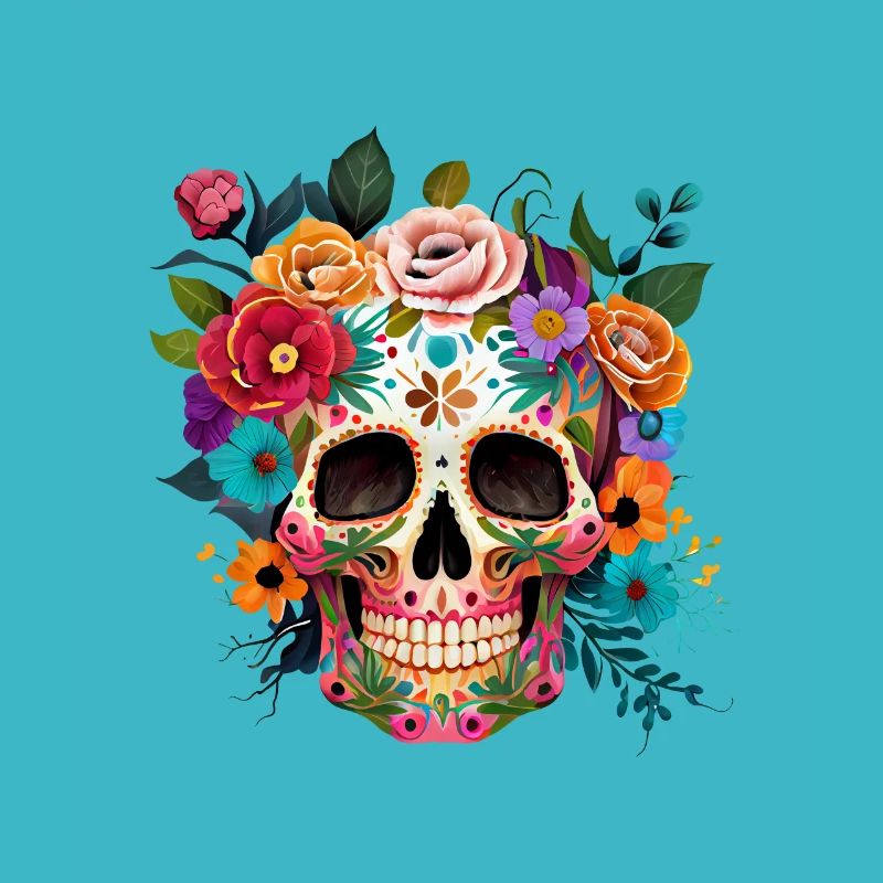 Crâne avec des fleurs