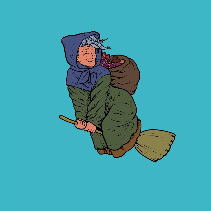 With Christmas presents on broomsticks - Befana