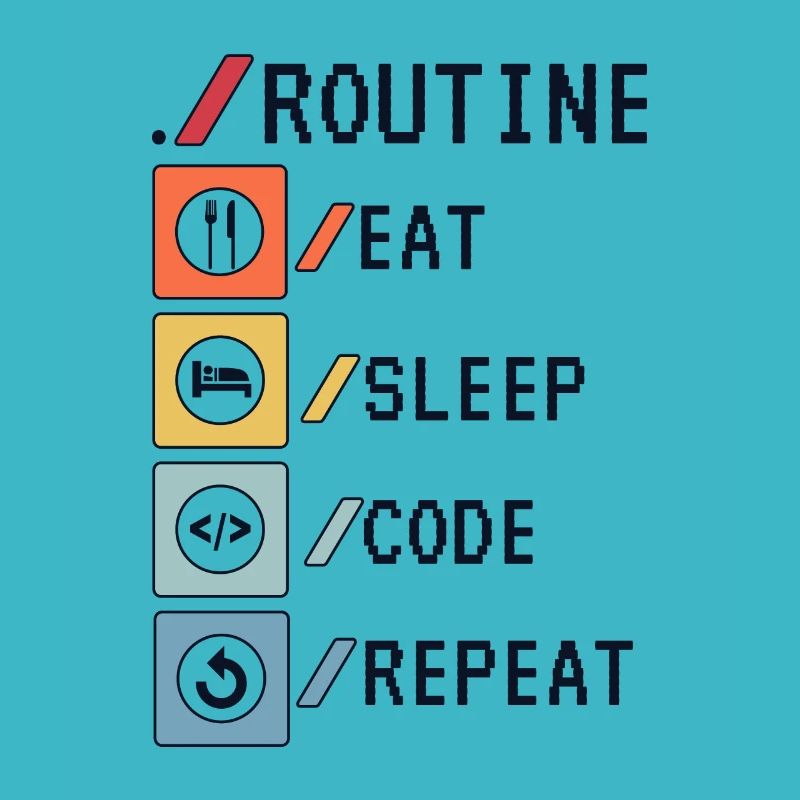 Routine Eat Sleep Code Repeat Developer Coder