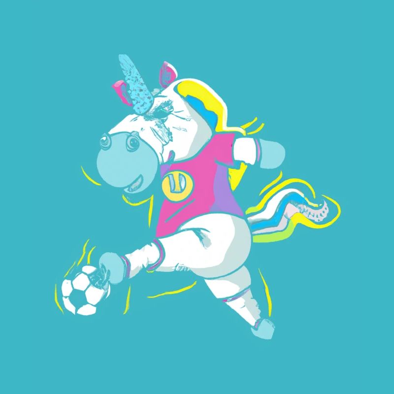 Fußball Einhorn Comic Style