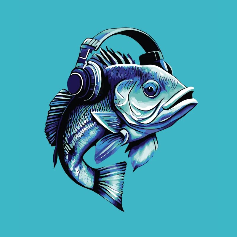 Fisch mit Kopfhörern
