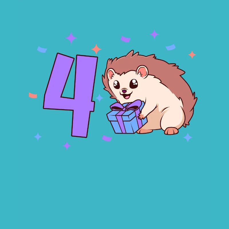 Mit Igel - Kinder Geburtstag 4 Jahre