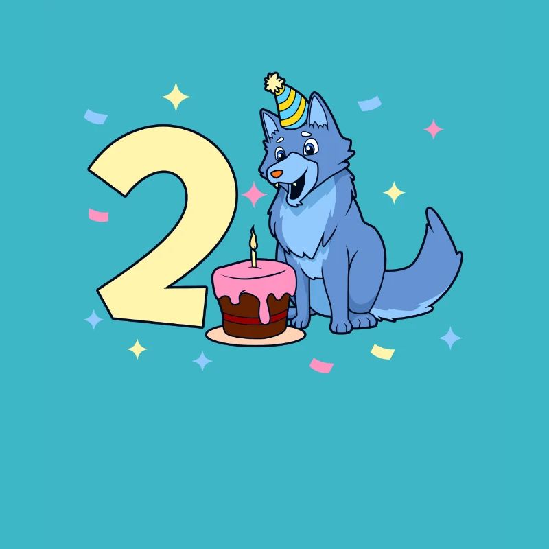 Mit Wolf - Kinder Geburtstag 2 Jahre