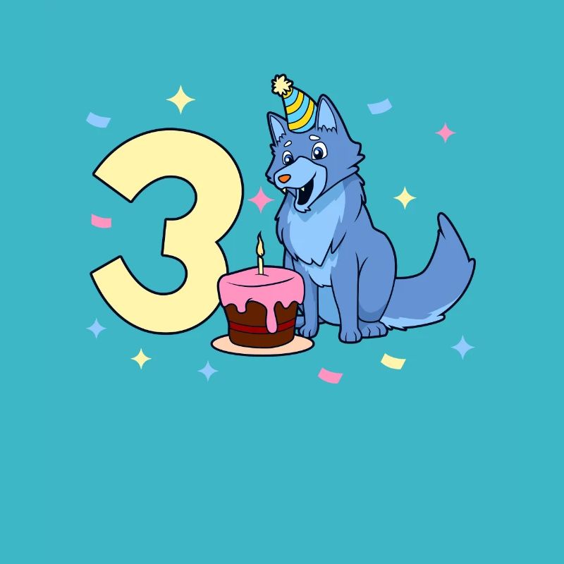 Mit Wolf - Kinder Geburtstag 3 Jahre