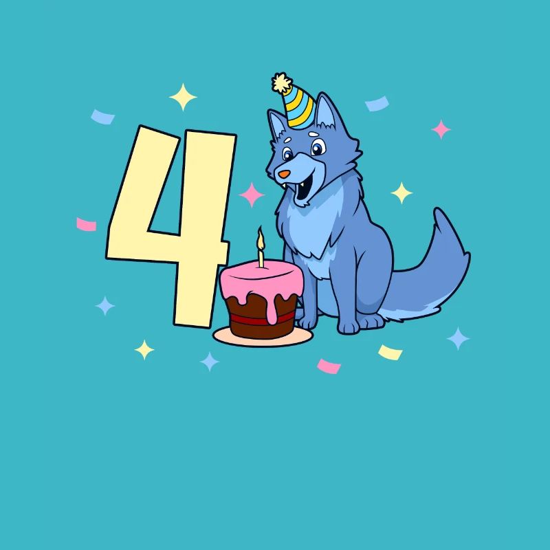 Mit Wolf - Kinder Geburtstag 4 Jahre