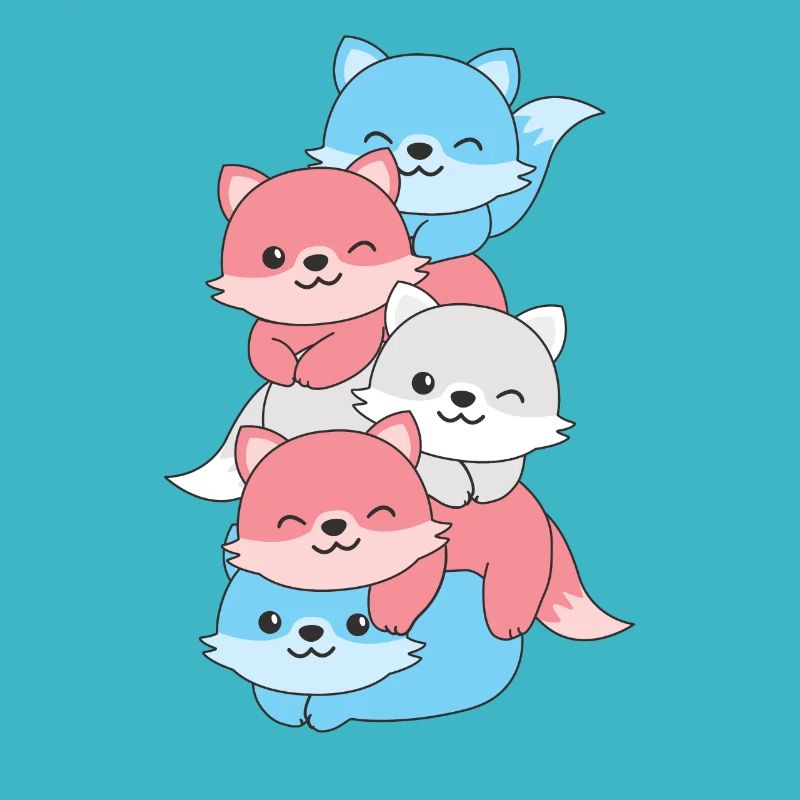 Transgender Flag Pride LGBTQ Cute Fox Stack