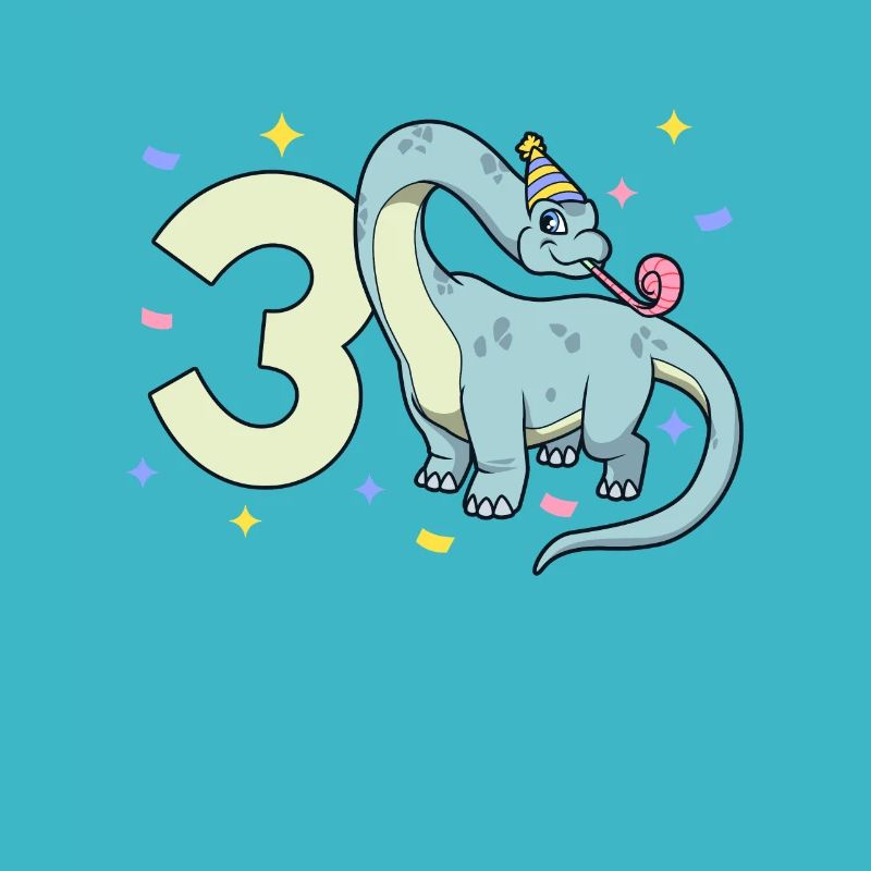 With Brachiosaurus - Children's Birthday 3 Years