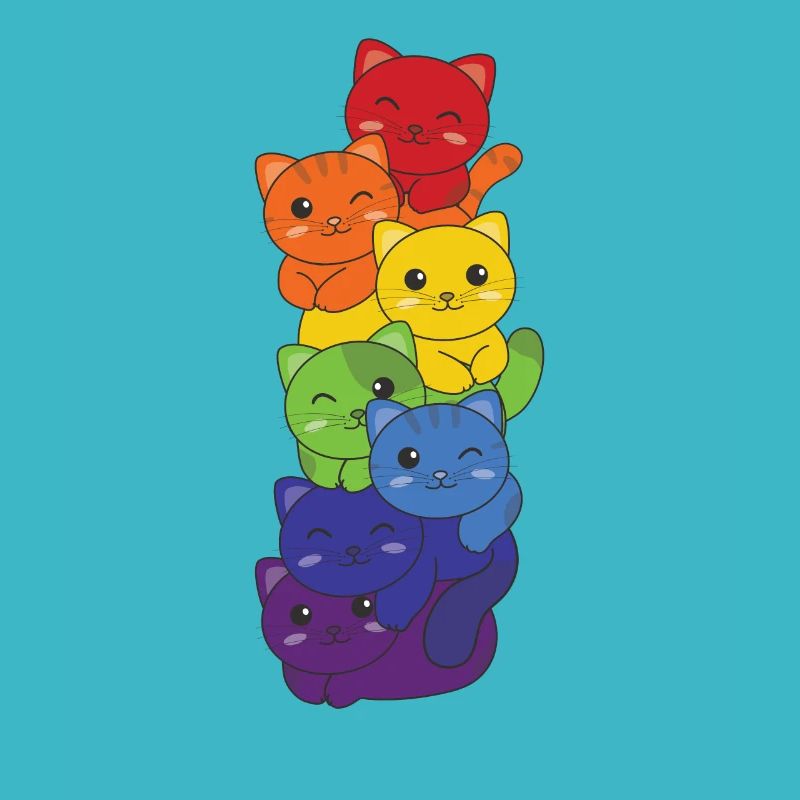 Rainbow Flag Pride LGBTQ Mignon Cat Stack