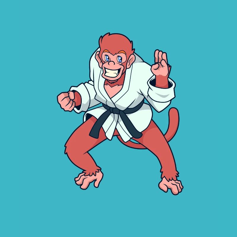 Comic Affe macht Karate