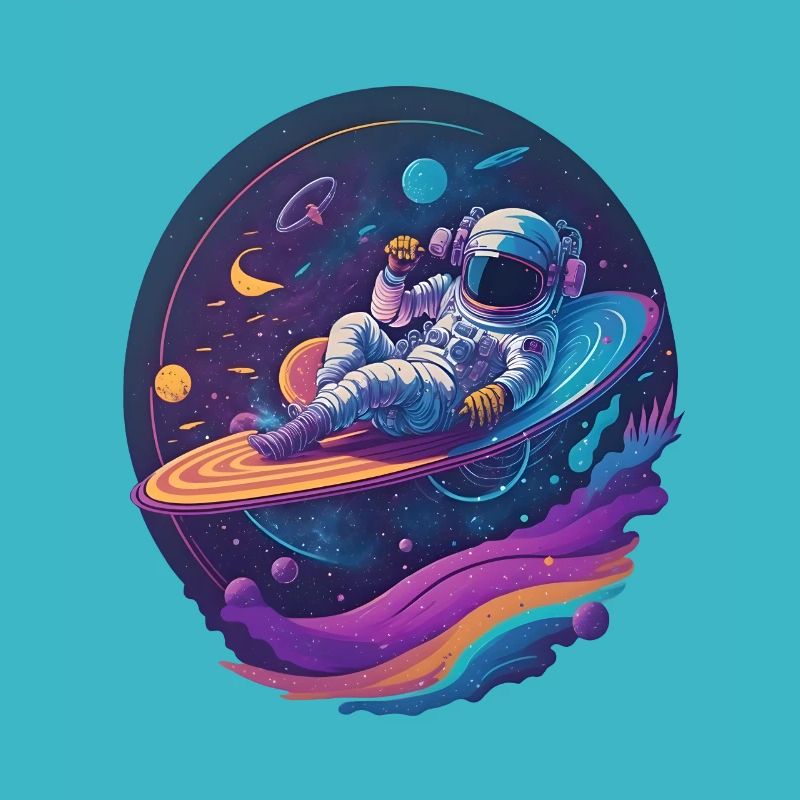 Un astronaute se détend sur un disque vinyle dans l’espace