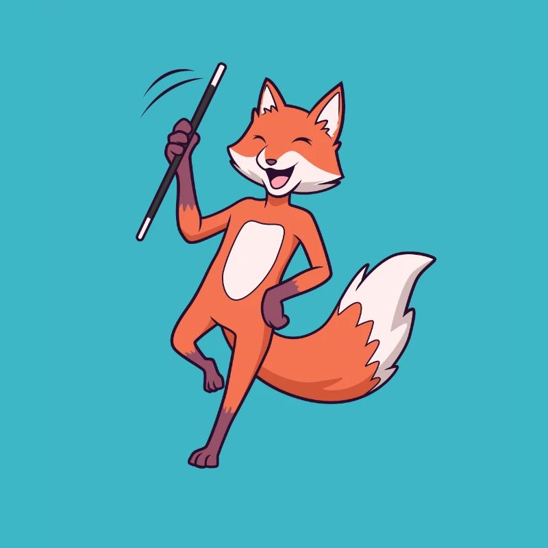 Renard comique virevoltant