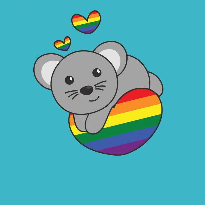 Drapeau arc-en-ciel Pride LGBTQ Mignon souris amour
